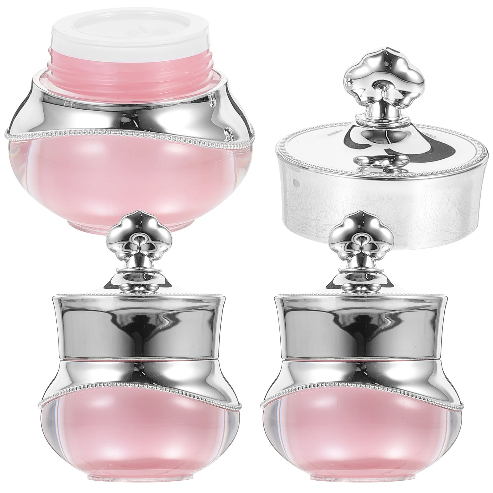 

3pcs Acrylic Crown Refillable Cream Jar Bottles Small Cream Jars Travel Containers Refillable Empty Storage Wide Mouth lids
