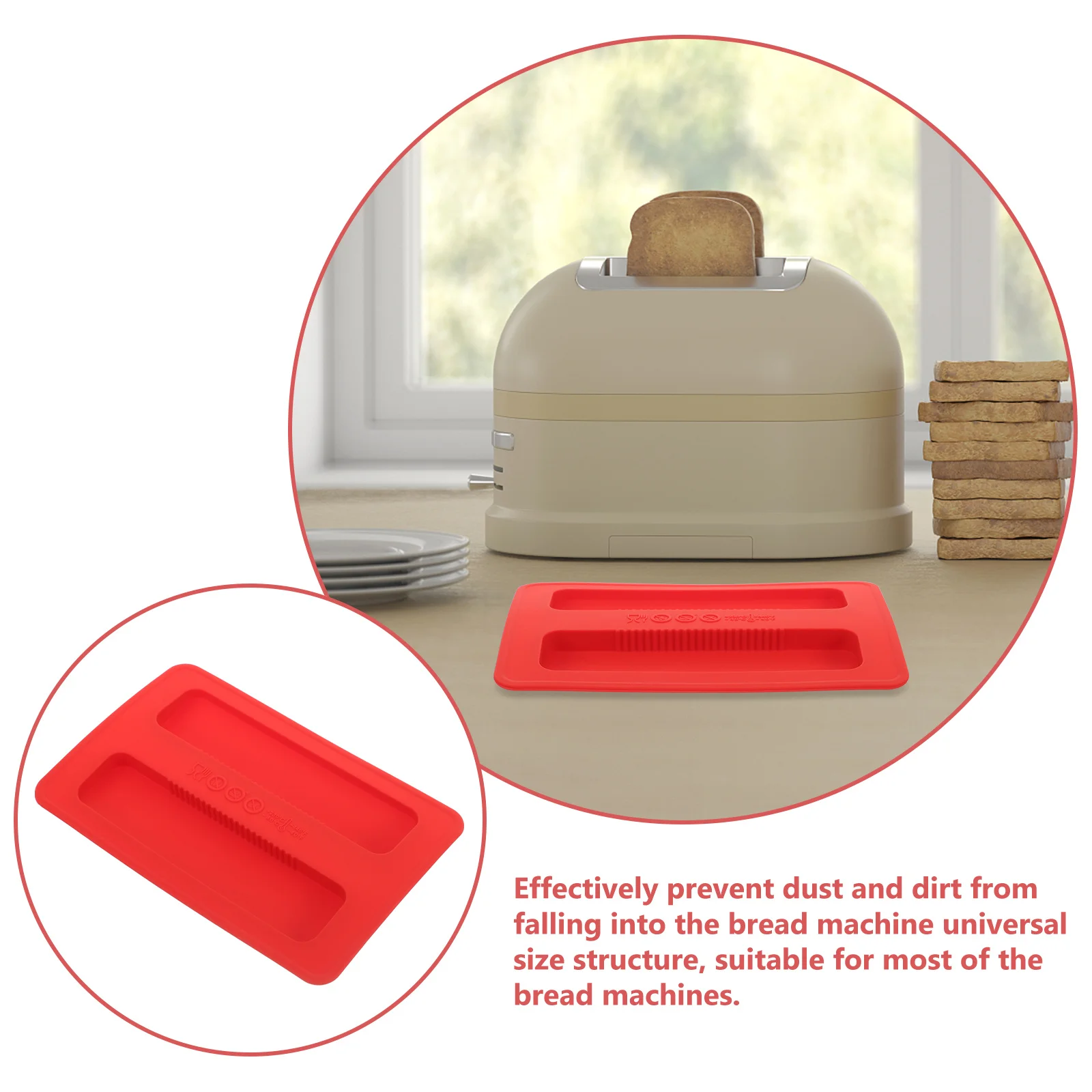 

Reusable Silicone Toaster Cover Dust Proof Lid for Most Bread Machines Household Kitchen Essential Silicone Toaster Lid