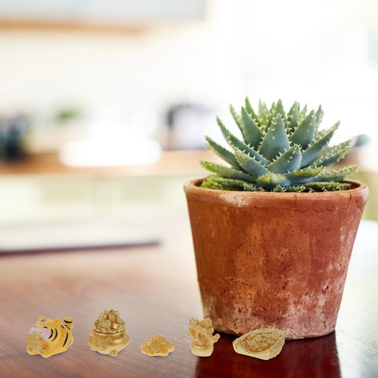 

6pcs Mini Tiger Figurines Resin Craft For Home Garden Decor Desktop Ornament Small Landscape Bonsai Decoration Garden Statues