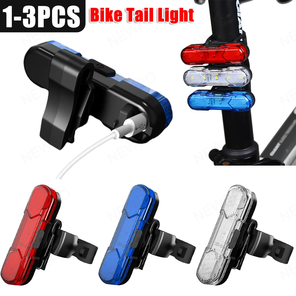 Safety Warning Bicycle Rear Light USB Rechargeable LED Bike Light Waterproof Bicycle Seatpost Cycling Tail Light