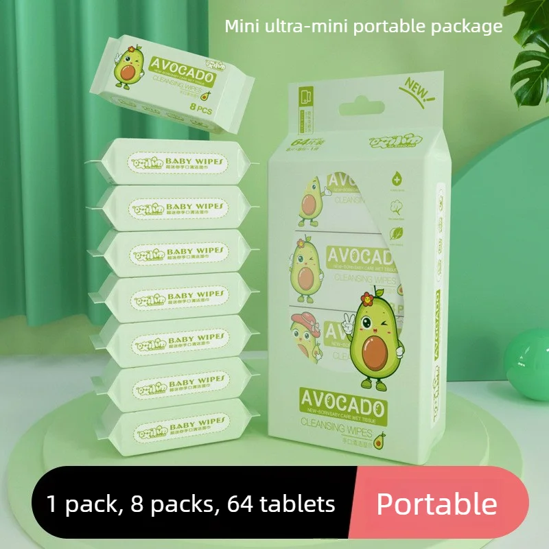 64 stuks wegwerp mini-handdoekjes/draagbaar reisformaat speciale extractie hand- en mondreinigingsdoekjes voor thuisschoolbenodigdheden
