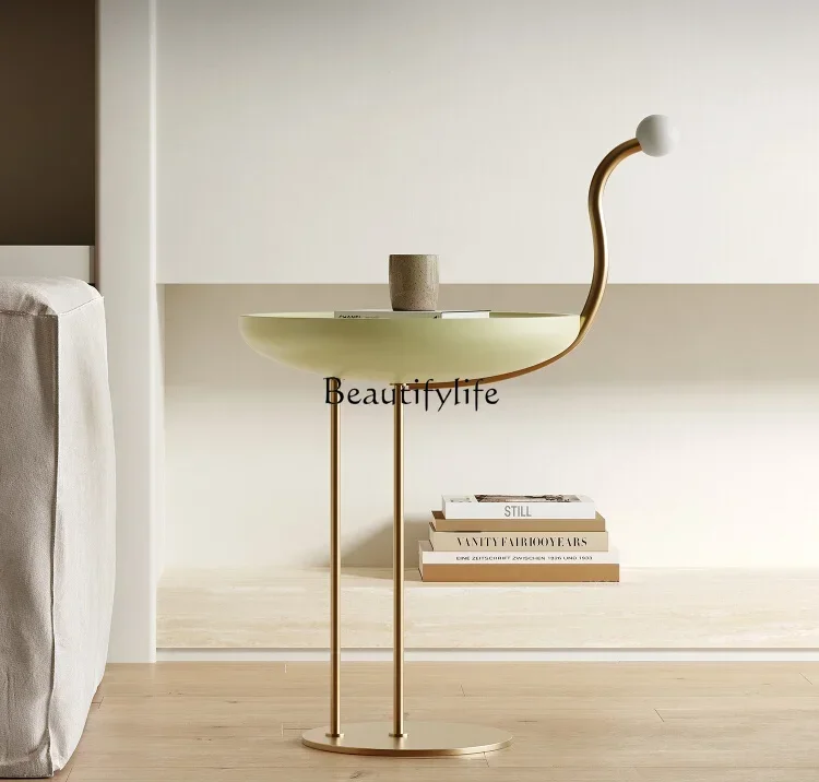 06 طاولة زاوية أريكة طلاء فلامنغو بسيطة إيطالية من الفولاذ المقاوم للصدأ مستديرة إبداعية #2