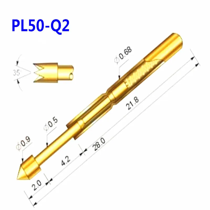 

100PCS/pack PL50-Q2 Four Claw Plum Blossom Spring Test Probe Outer Diameter 0.68mm Needle Length 27.8mm PCB Pogo Pin