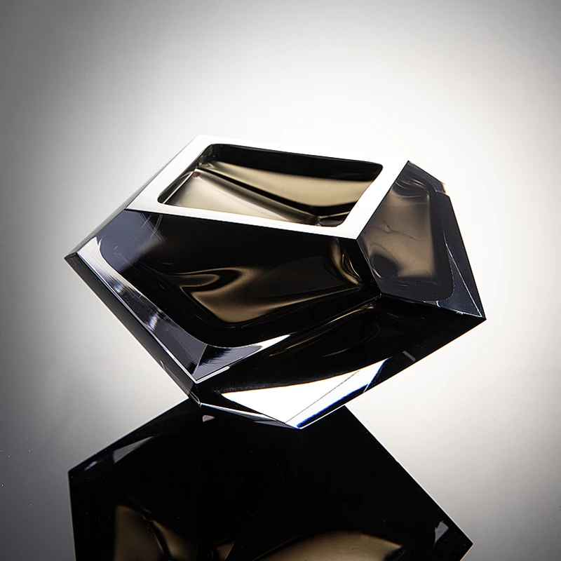 Cenicero de cristal en forma de diamante elegante y exquisito, oficina en casa personalizada y creativa, Cenicero de club de alta gama