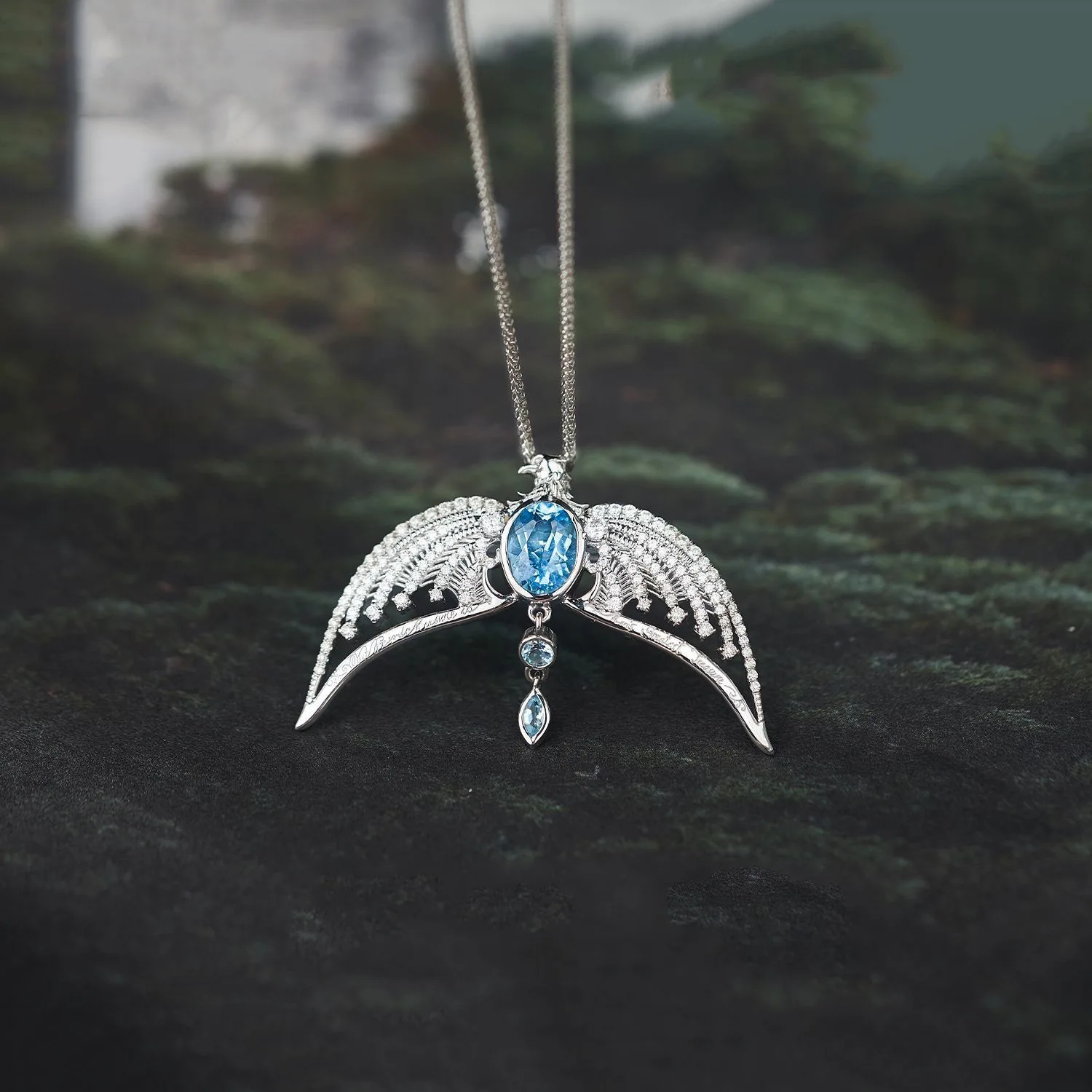 European and American Movies Same Ravenclaw Crown Zircon Pendant Necklace Fashion Winter Sweater Chain