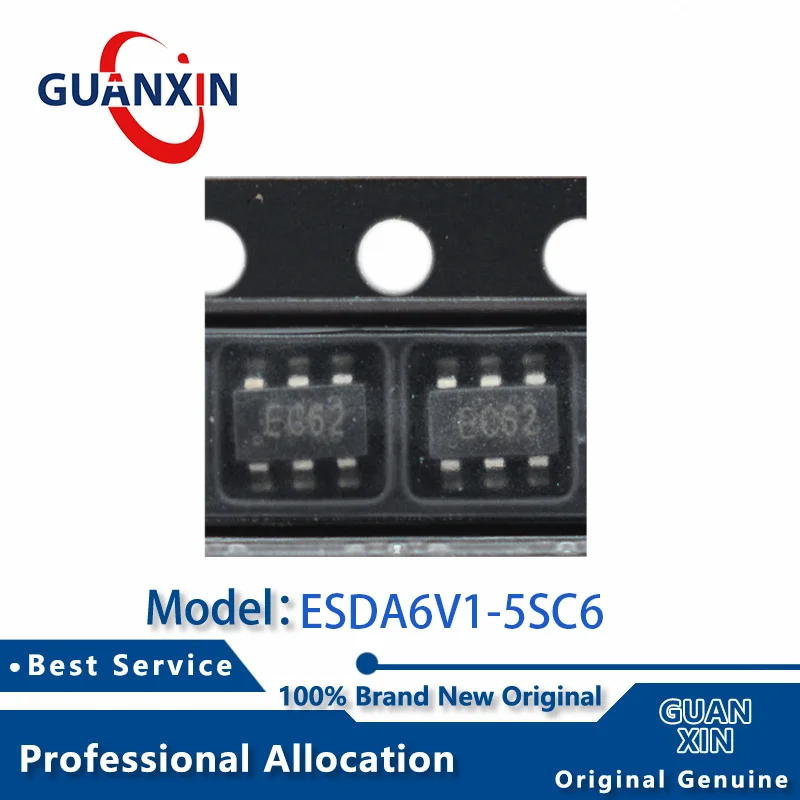

100% New 10pcs ESDA6V1-5SC6 SOT23-6 Marking EC62 ESDA6V1-5