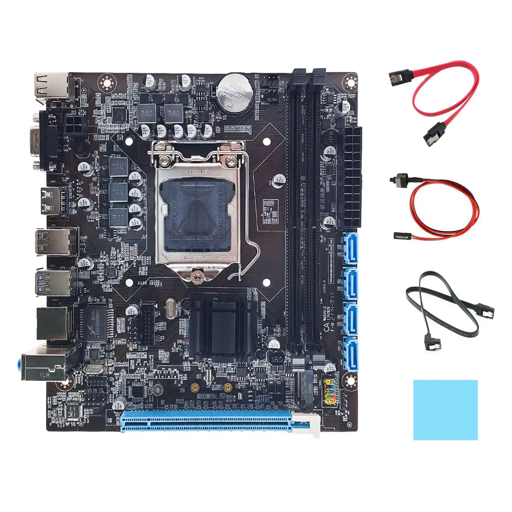 

H110 Motherboard+2XSATA Cable+Switch Cable+Thermal Pad LGA1151 M.2 NVME Support 2XDDR4 for 6/7/8Th 14Nm