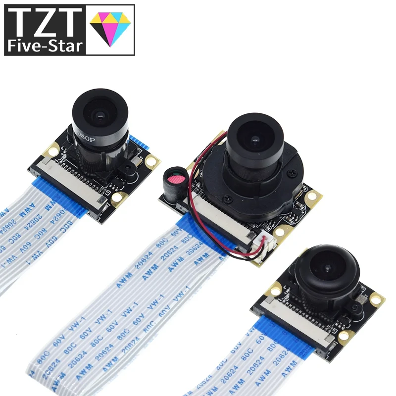 Raspberry Pi 4 Night Vision Fisheye Camera 5MP OV5647 70/95/160 Degree Focal Adjustable Camera dla Raspberry Pi 3 Model B Plus