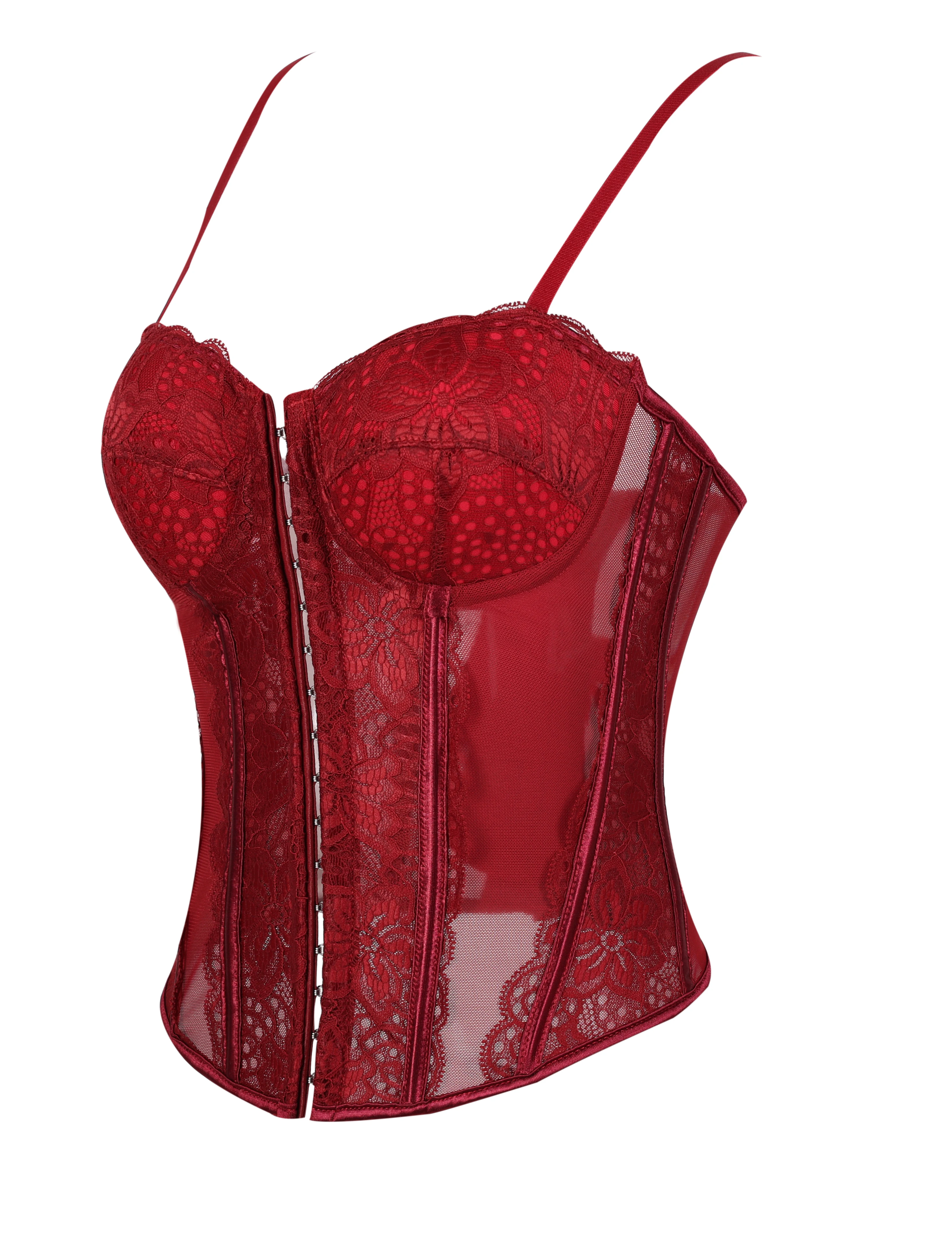 مشد علوي شفاف مبطن بالدانتيل للنساء