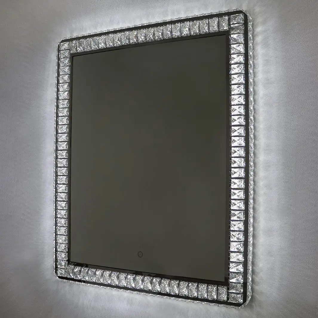 Beauty Store Makeup Vanity Mirror Rhinestone Wall Mirror Crystal Diamond Vanity Mirror With Led Light