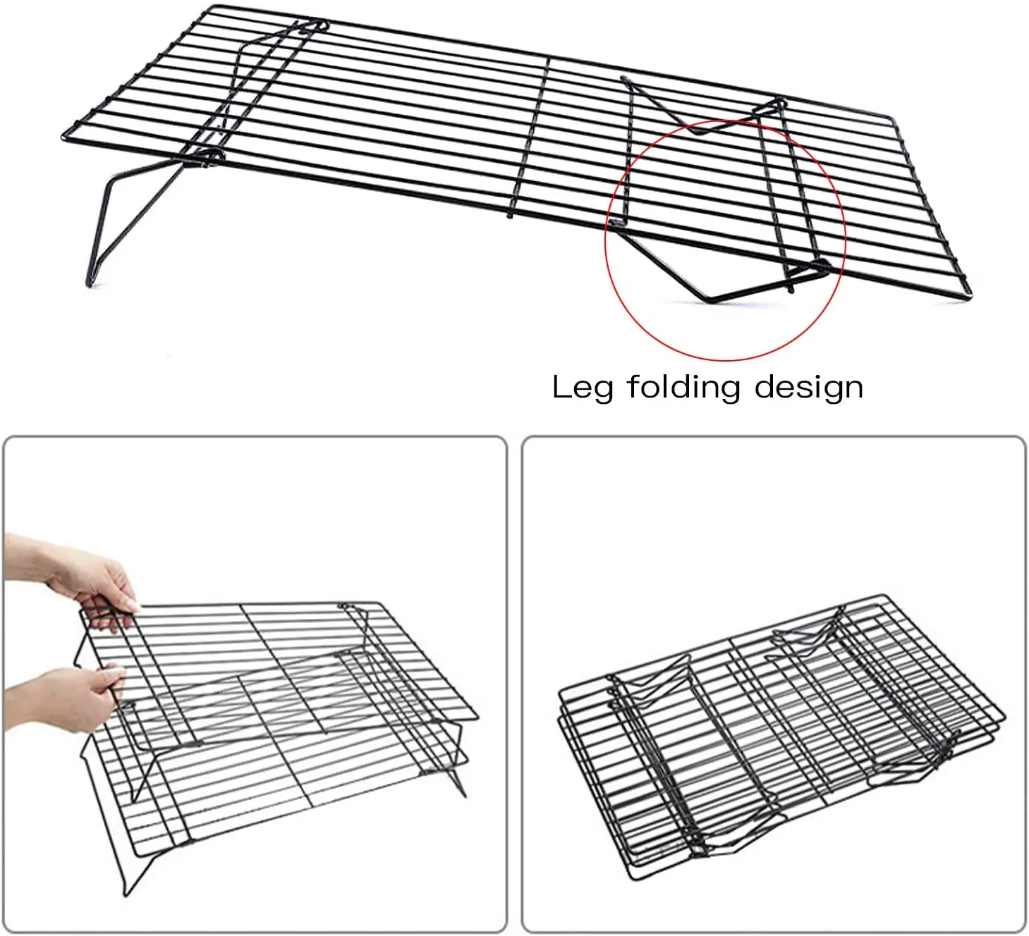 Stainless Steel Non Stick Wire Grid Baking Tray Cake Cooling Rack Oven Kitchen Pizza Bread Cookie Holder Barbecue Shelf