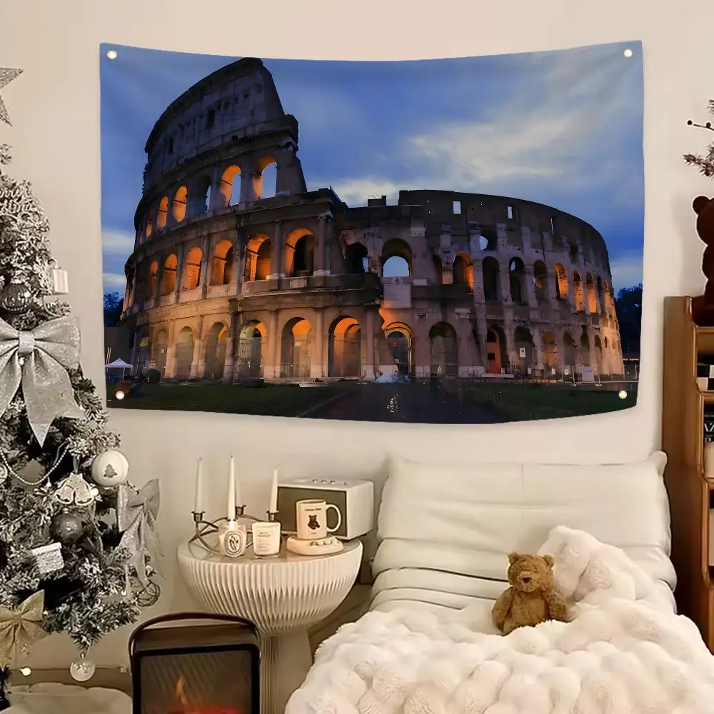 Legendary Landmark Colosseum Flags Aesthetic Wall Hanging Flag Banner Bedroom Living Room Home Decor Large HD