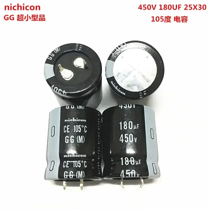 

2PCS/10PCS 180uf 450v Nichicon GG/GL 25x30mm 450V180uF Snap-in PSU Capacitor