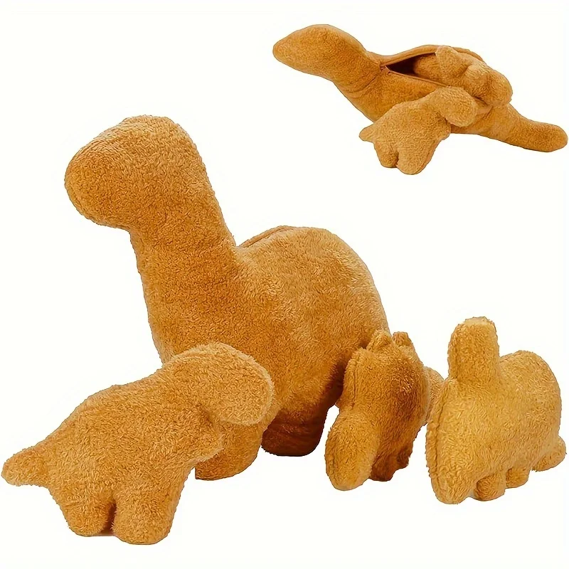 4pcs Dinosaur Plush Pillow Set, Dinosaur Mom with 3pcs Dinosaur Babies Creative Dinosaur Plush Animal Dolls Christmas Gift