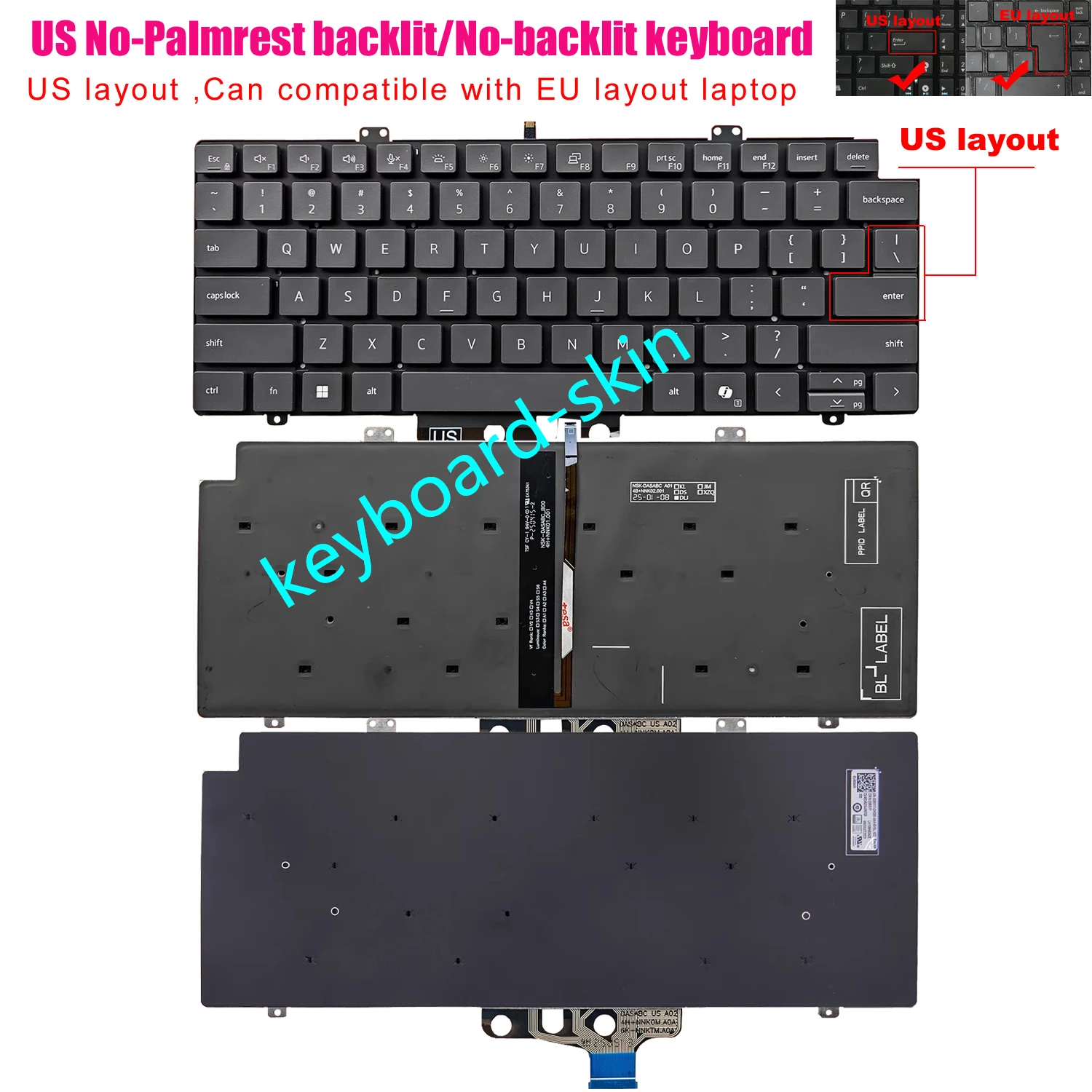 

No-backlit /backlit Keyboard For Dell Pro 14 Plus PB14250 PB14255 P199G,PC14250 PC14255 P193G,Pro Max 14 MC14250 MC14255 /P196G