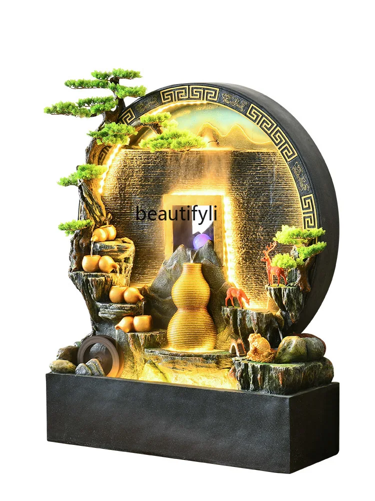 Hallway Water Wall Screen Gourd Circulation Water Fountain Waterfall Fortune Decoration