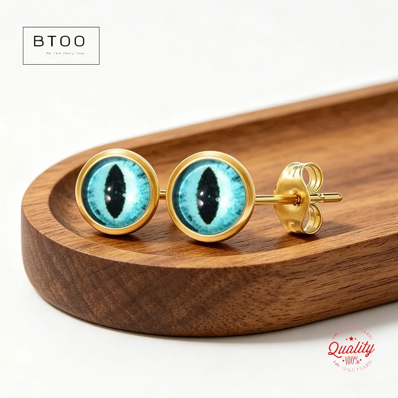 

Серьги-гвоздики из золота 14K с оберегом от сглаза, причудливые, необычные, подарок для лучшей подруги, украшение в виде глаза