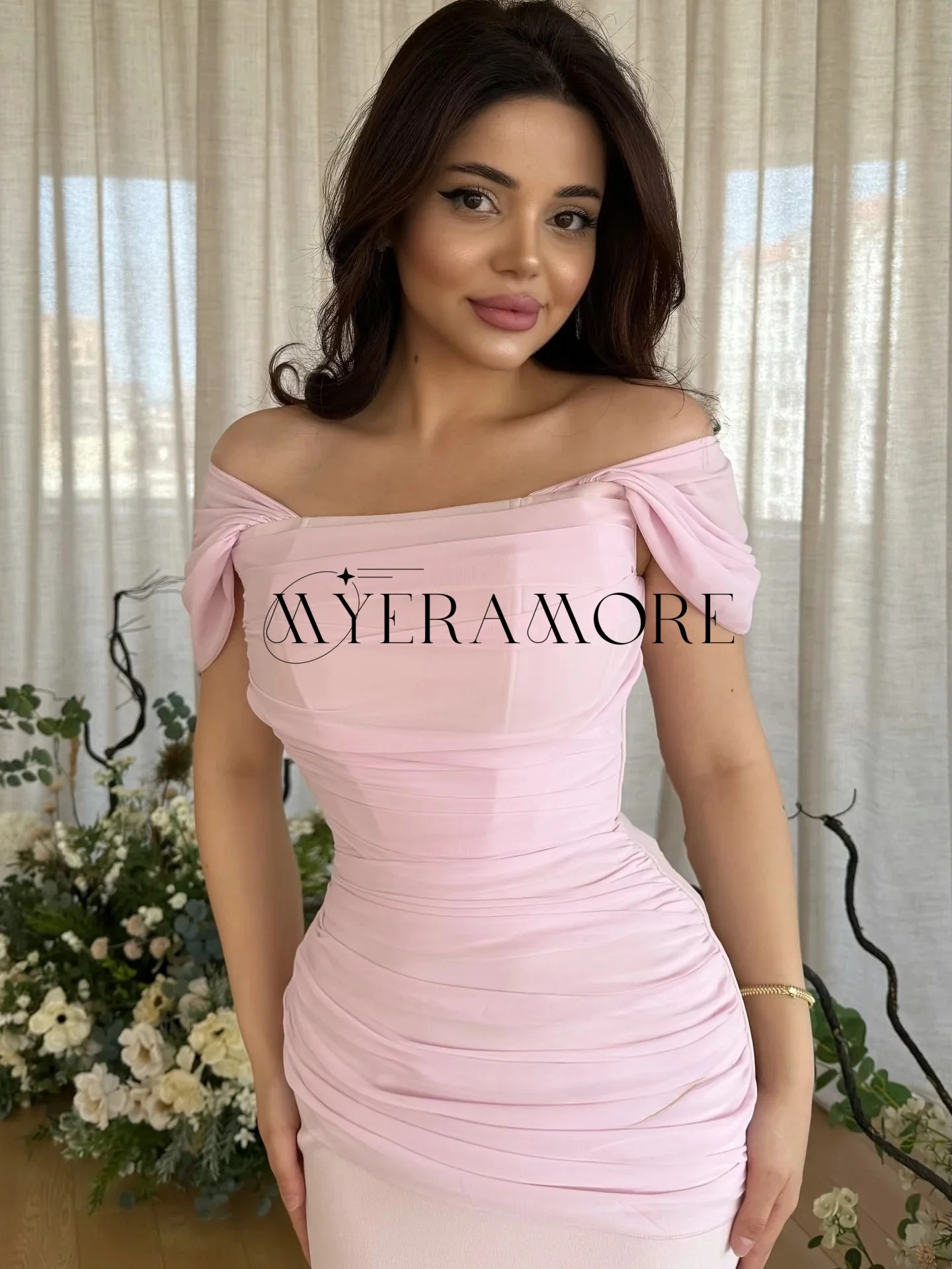 Semplici abiti da sera rosa con spalle scoperte Sirena Abiti da ballo lunghi fino al largo Personalizzato пла Heiе Kruч Hei Khuе