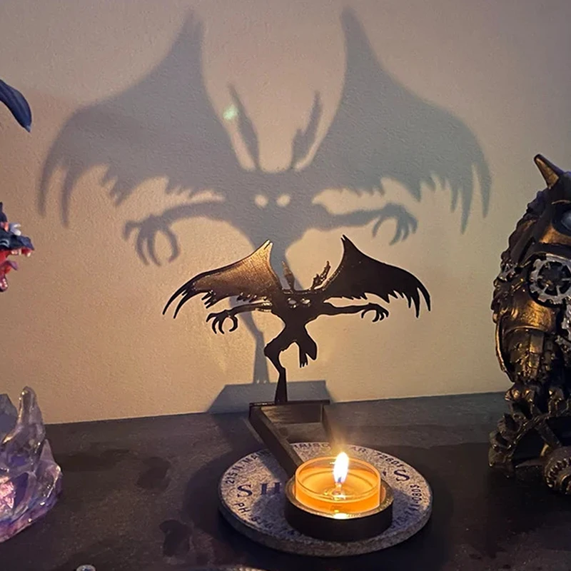 Halloween Ghost Demon Candle Holder Shadow Projector Halloween Candlestick Ornament Home Table Decoration Crafts