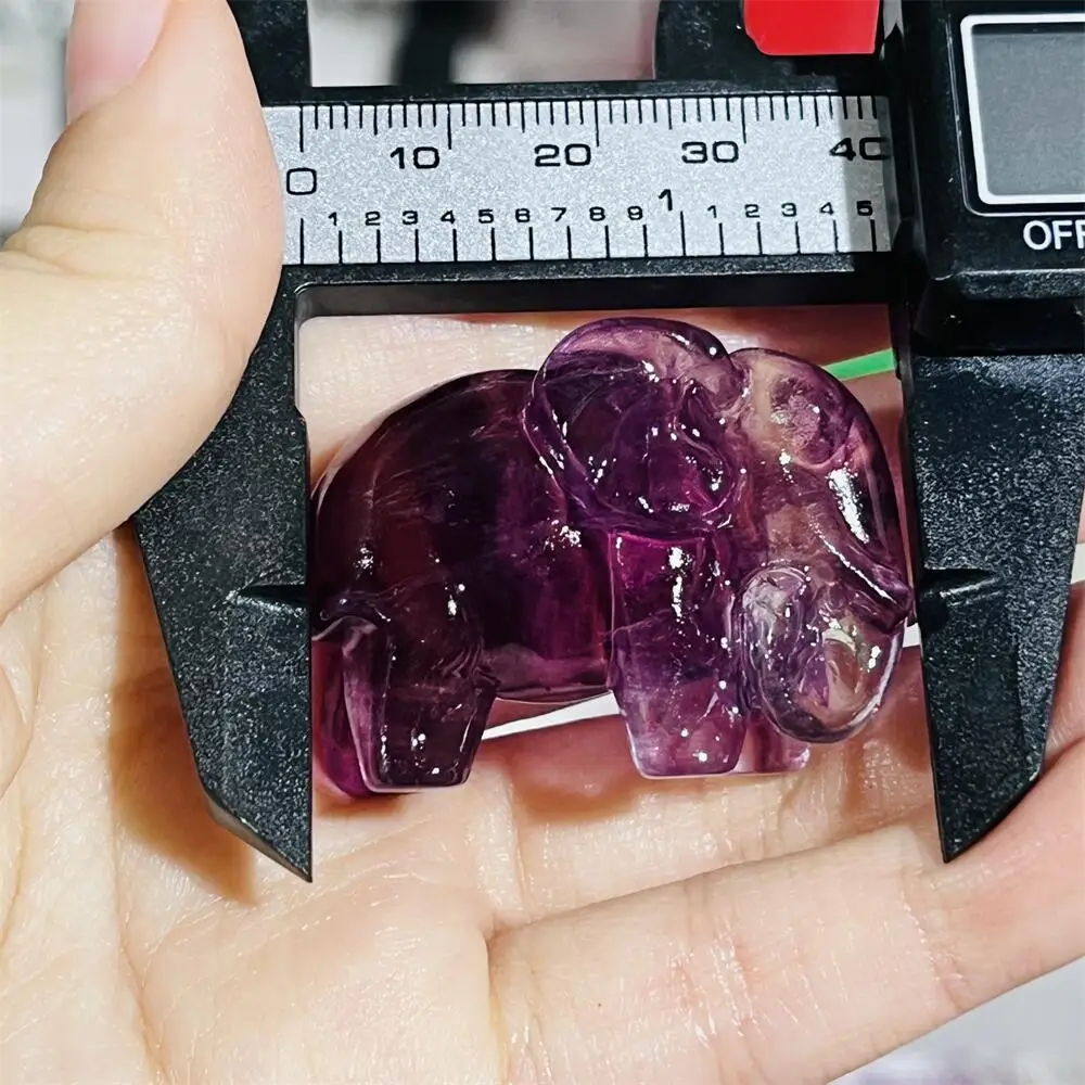 2PCS Colored Fluorite Crystal Elephant 1.5 Inch Natural Quartz Healing Stone Polished Home Decor Animal Craft Gift