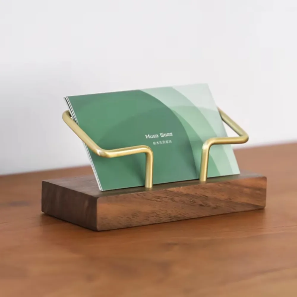 Professional Wooden Business Card Holder, Desk Card Holder, Convenient and Durable Metal Business Card Holder