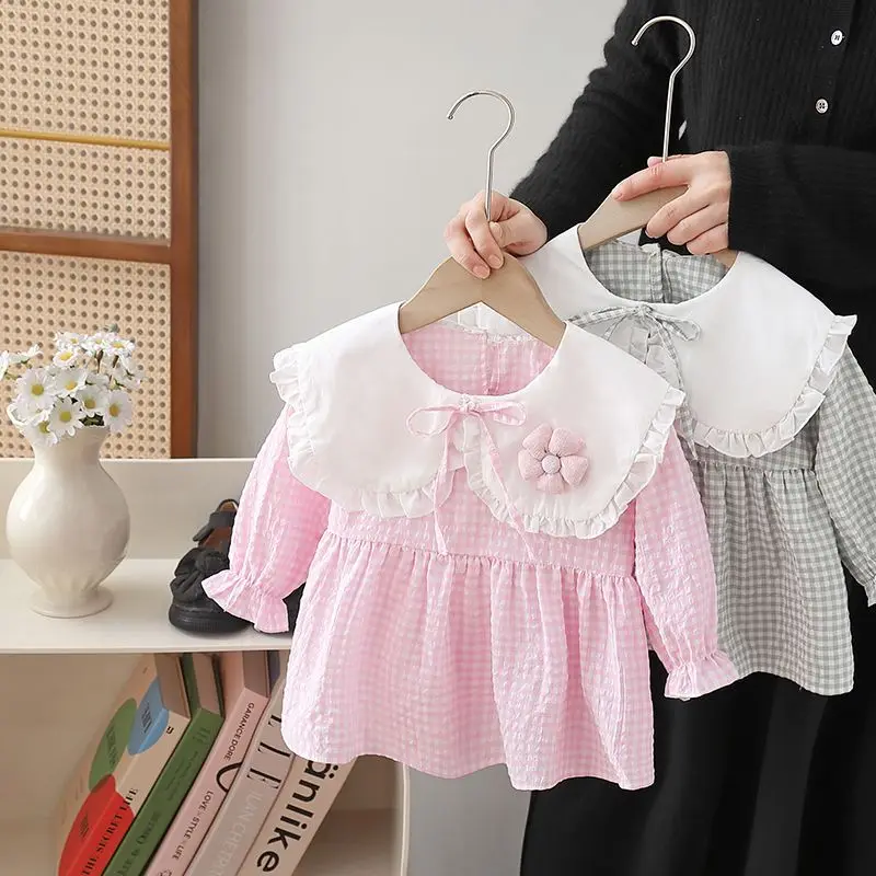 Girl's Dress 2024 Spring Korean Edition Baby Long sleeved Princess Dress Children's Mesh Dress Little Girl Dress