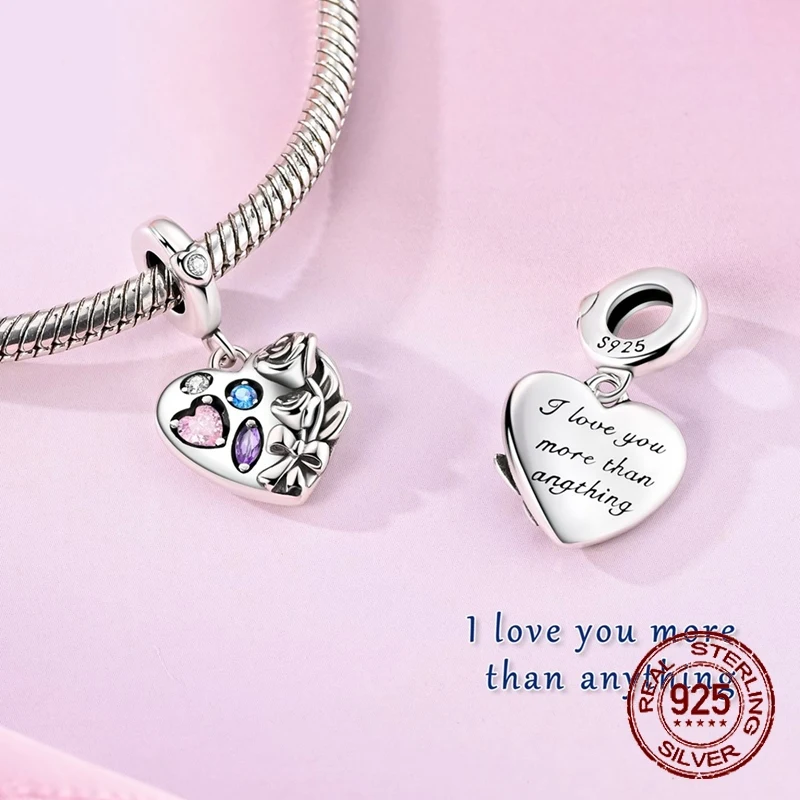 حار بيع الحب روز الشوكولاته سحر 925 فضة عيد الحب استرخى قلادة صالح الإسورة سوار قلادة DIY مجوهرات