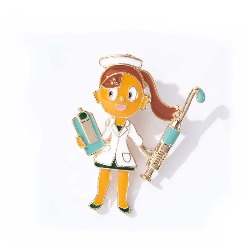 Creative Cartoon Doctors and Nurses Brooches Stethoscopes Medical Scarves Buckles Badges Jewelry Cute High-end Enamel Pins