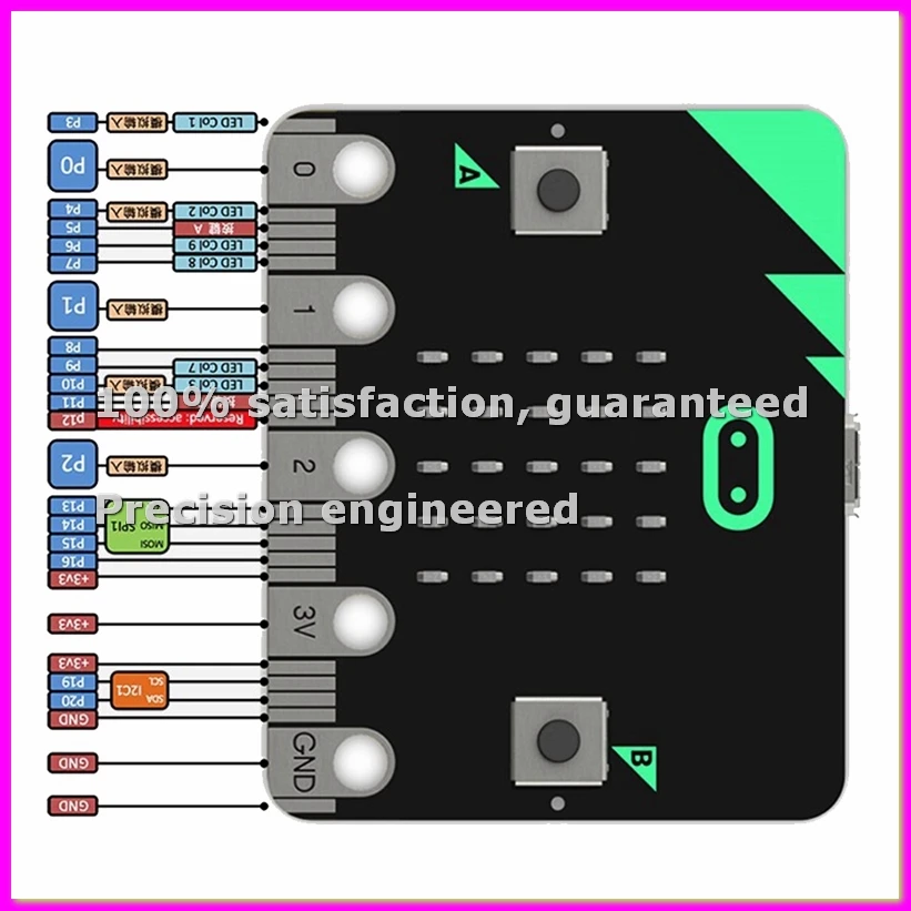 For Microbit V2 Development Board Programmable Watch Wearable Kit Wear:Bit Scratch for School DIY Programming Kit-ABVP
