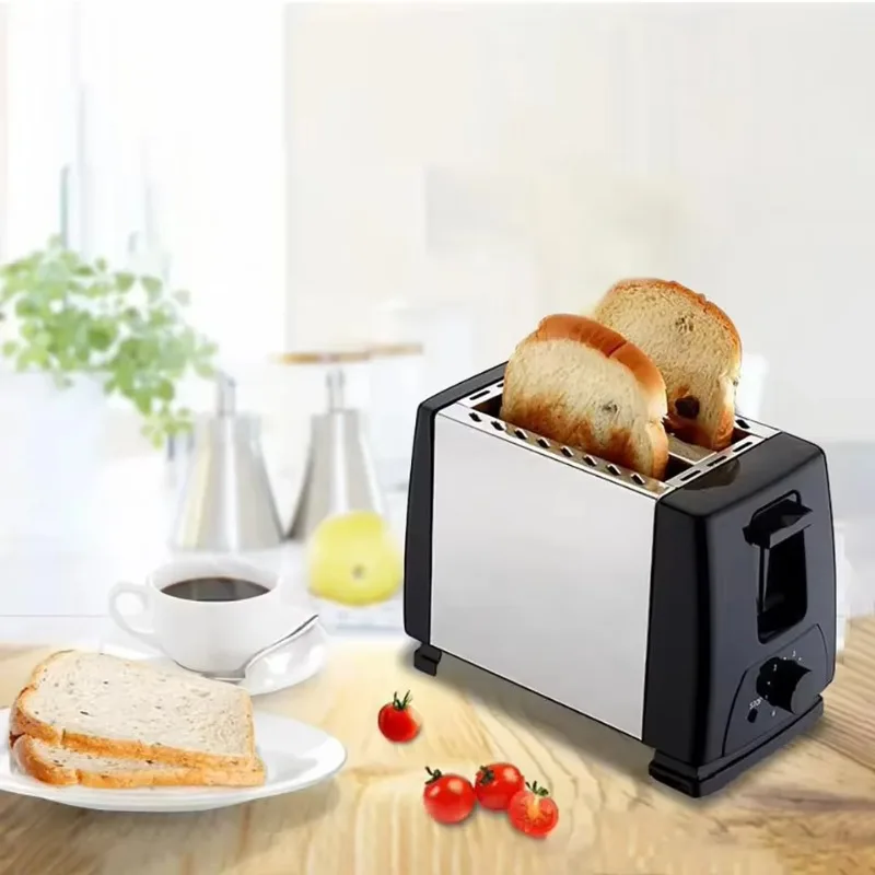 New 2-Slice Stainless Steel Electric Automatic Pop-Up Toaster for Household Use