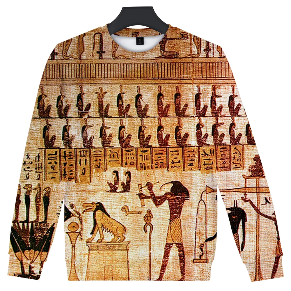 Egypt Pattern Couple Crew Neck Sweater Men's And Women's Clothing High Street Trend Fashion Round Neck Long Sleeves Clothing