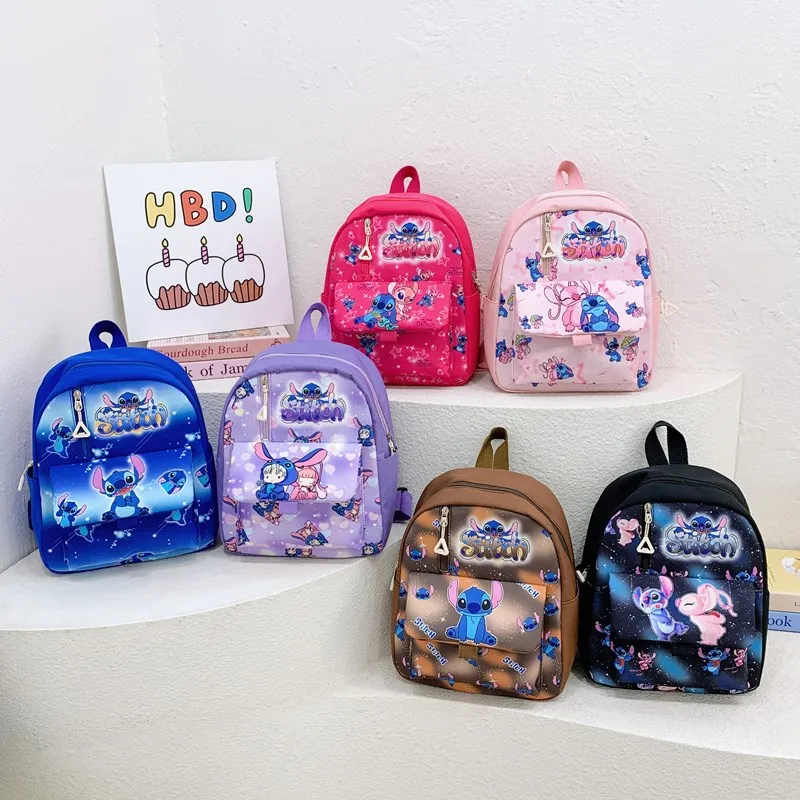 

Disney Stitch Angel Cute Cartoon Backpack Men Women Basic Bookbag for Primary School Students Anime Back To School Gift