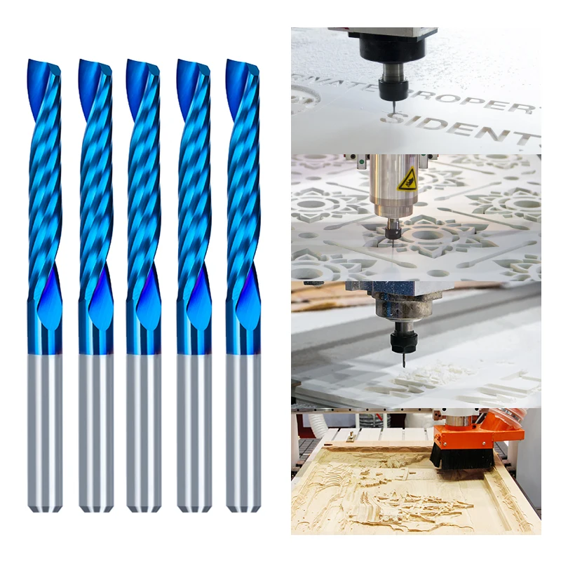 XCAN10pcs Singola Flauto Fresa In Metallo Duro 1/8 ''Gambo O Flauto A Spirale CNC Router Bit Cutter 1/1.5/2/2.5/3.175mm Strumenti di Fresatura del Legno