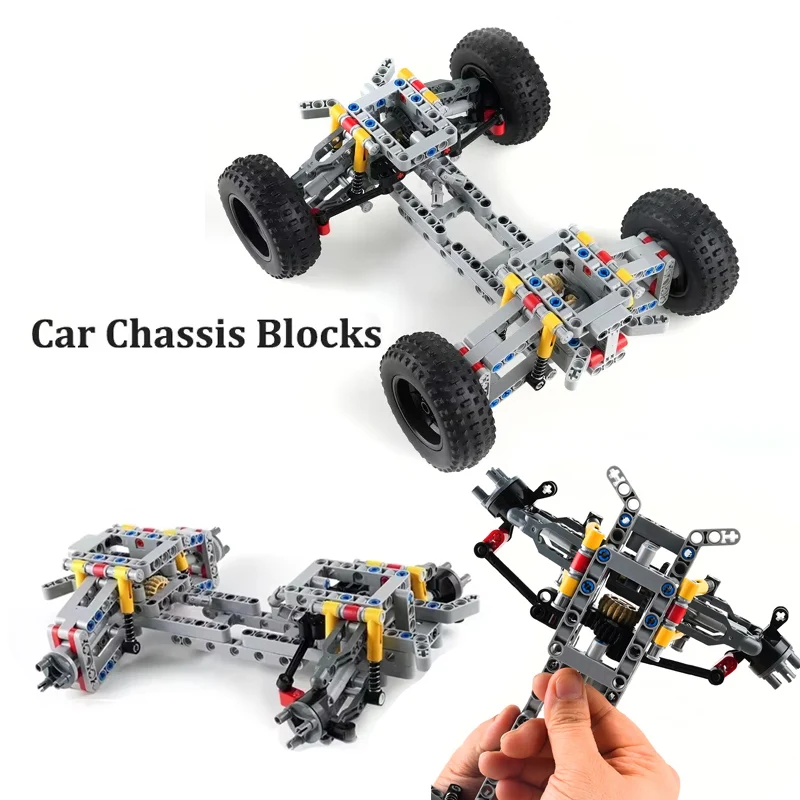 MOC 四輪駆動車シャーシ技術ビルディングブロック独立サスペンション + ディファレンシャル + ステアリングアクスルレンガおもちゃ