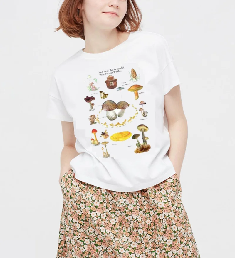 

Mushroom Fungi Have Nice Funny Printed T Shirt Women Short Sleeve Cotton Fashion O-Neck Printing Tops