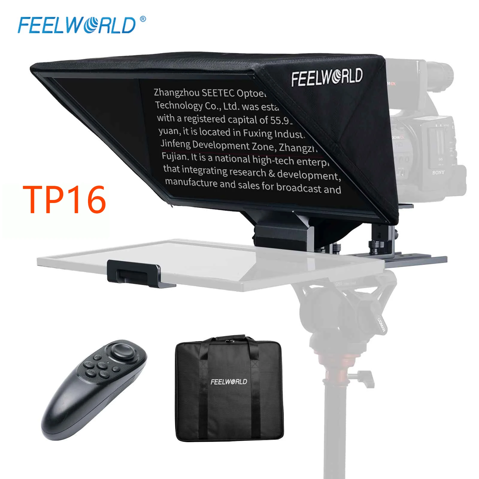 FEELWORLD TP16 16-inch Folding Teleprompter Supports Up to 16