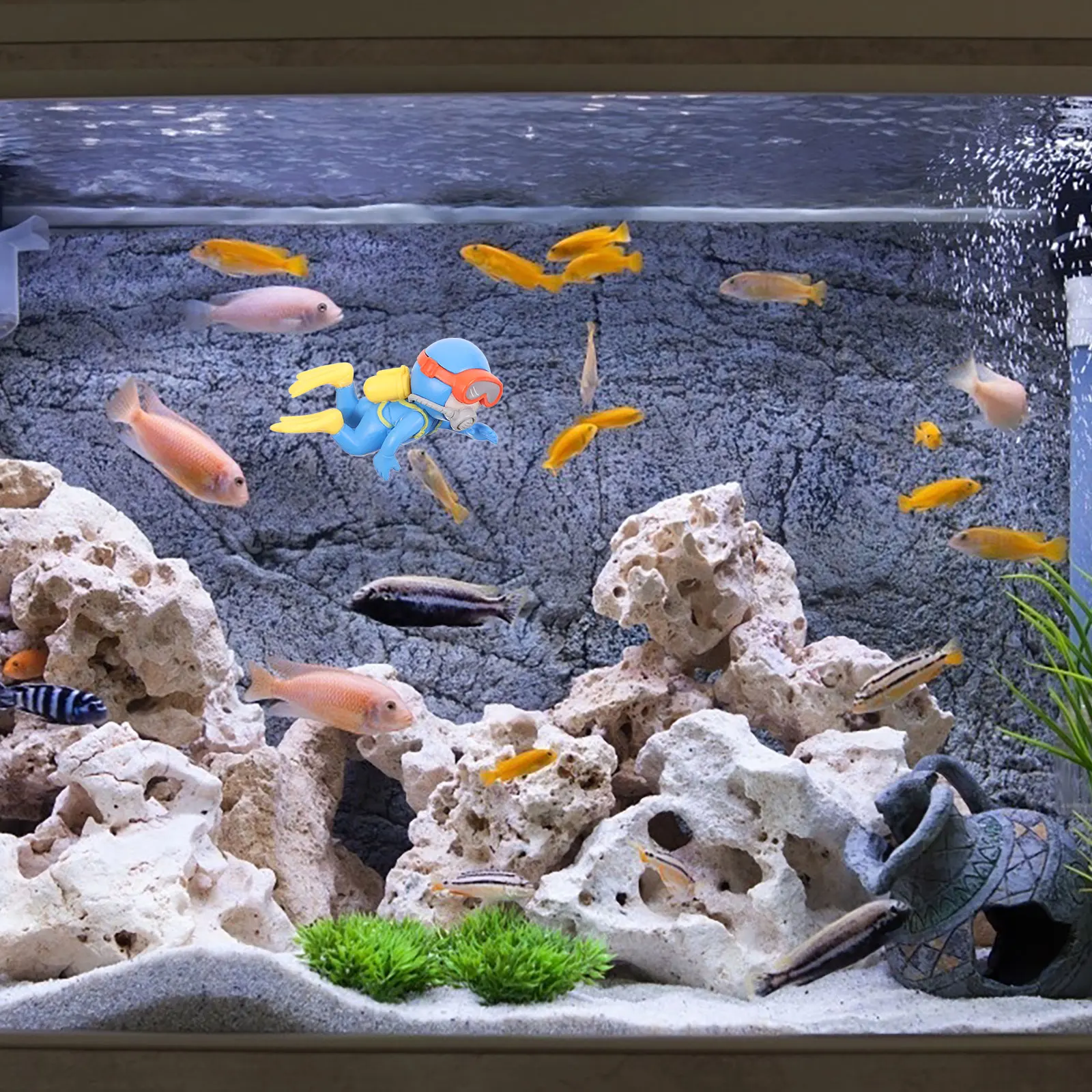

Diver nament Resin Fish Tank Decorations Floating Aquarium Mini Sculpture Cartoon Divers Safe Non Fading Tank Accessories