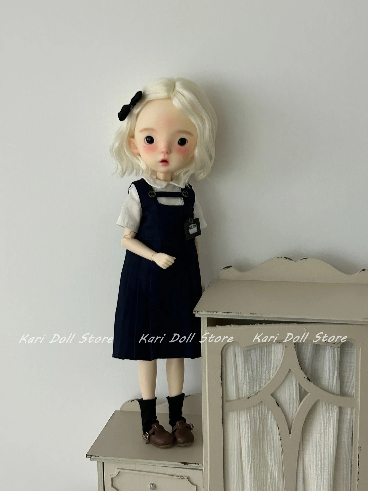 2026 Kari Doll Clothes and Skirts Embroidered White Short-Sleeve Black School Uniform Skirt Set for Landazz Landoudou Doll