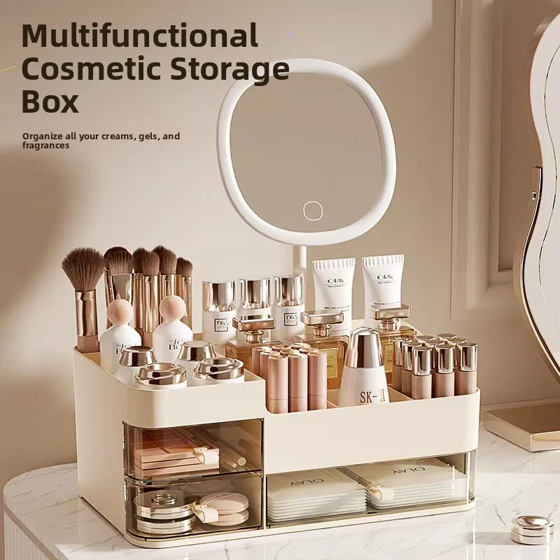 

Косметический органайзер Ele с зеркалом, настольный, для хранения уходовых средств, кейс-шкафчик