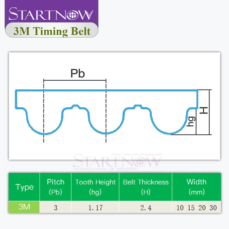 Startnow 3M Pitch Timing Belt for 3D Printers, CNC Machines, Robotics - Durable, High Precision, Open-Ended Drive Belt
