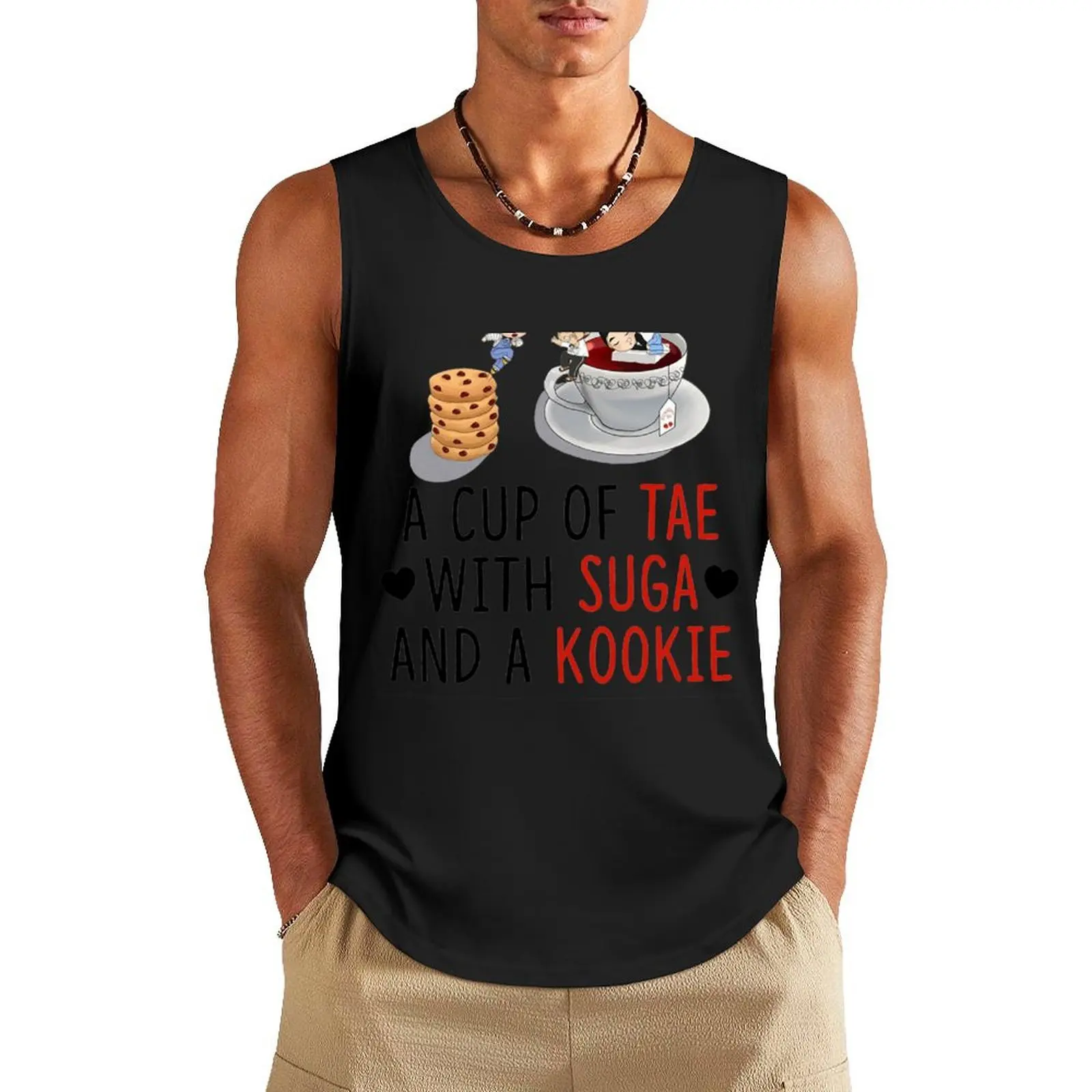 

A Cup Of Tea With Suga And A Kookie Tank Top t-shirt for man T-shirt Men's gym Man clothes for gym gym accessories men