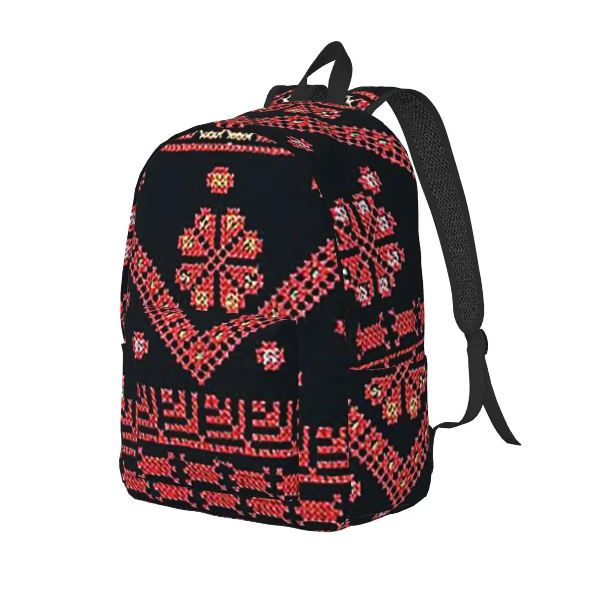 

Three Flowers Palestinian Embroidery Student Backpack School Bag Hiking Travel Daypack Boys Girls Fashion Bookbag Shoulder Bags