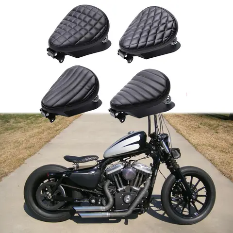 1 SET Motorcycle Retro Leather Solo Seat 3" Spring Bracket For Harley Custom Chopper Sportster Bobber Honda Yamaha Kawasaki
