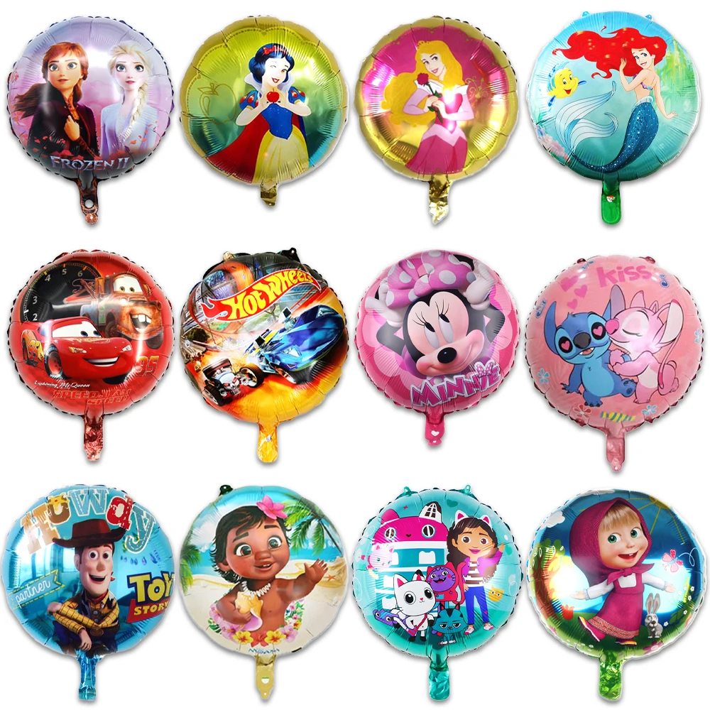 1Pcs/lot Disney Snow White Stitch Minnie Mouse Balloon 18 Inch Frozen Moana Cars Globo Birthday Party Decorations Kids Toys Gift