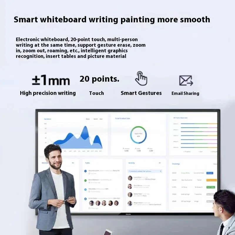 85-Inch 4K All-In-One Interactive Teaching Digital Whiteboard Touch Mobile Smart Screen 86 Inch Conference Tablet Multimedia LCD
