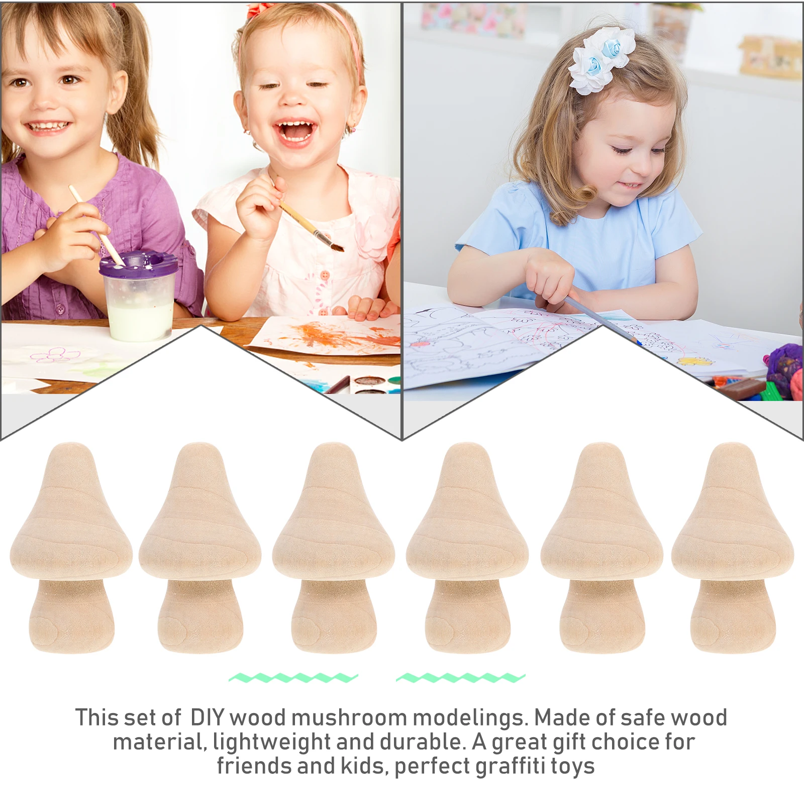 

10Pcs Mushroom Ornaments Unfinished Wood Models for Kids Graffiti Art Painting Educational Activity Home School Decoration