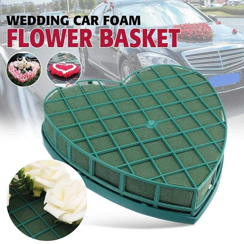 2Pcs Floral Foam Heart-Shaped Flower Holder with Floral Foam for Wedding Centerpiece Party Car Table Floral Arrangement