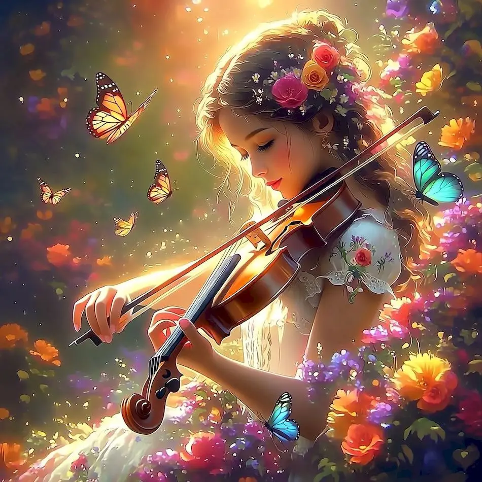 

GATYZTORY 5D DIY Diamond Painting Complete Kit Diamond Embroidery Violin girl elegant Rhinestones Crystal Handwork Home Decor