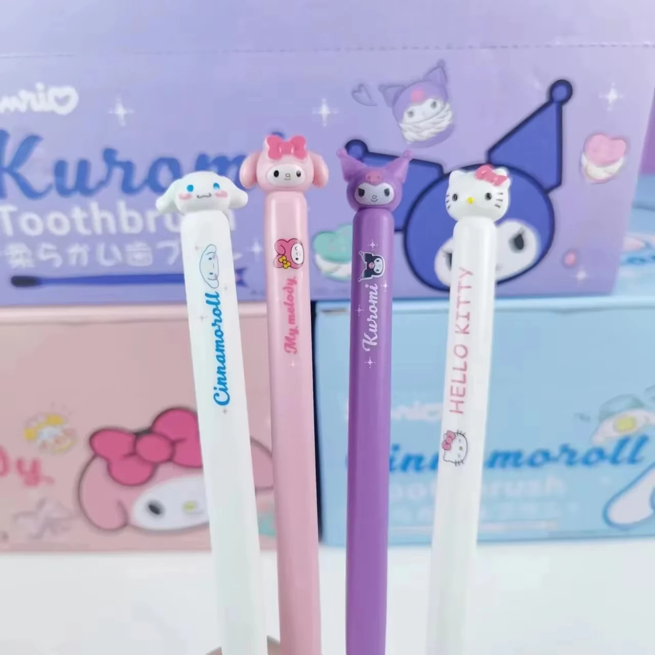 Kawaii Sanrio Hello Kitty Toothbrush Melody Kuromi Cinnamoroll Cartoon Household Cleaning Convenient Travel Toothbrush Gifts