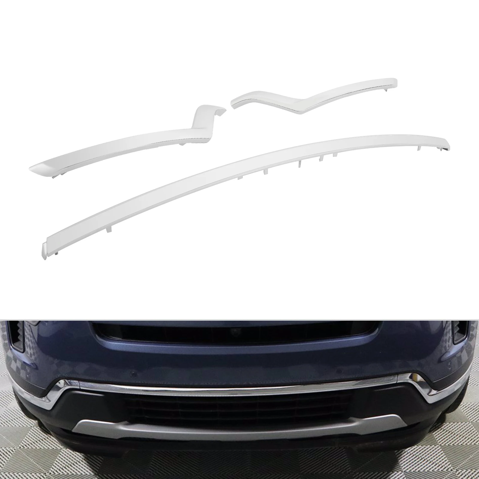 

Комплект молдингов переднего нижнего бампера, 3 шт., подходит для Ford Explorer 2018-2019, черный/серебристый, новый